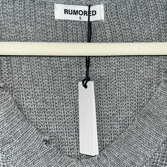 NWT Rumored distressed oversized slouchy cropped popover vneck sweater Sz S - Picture 5 of 9